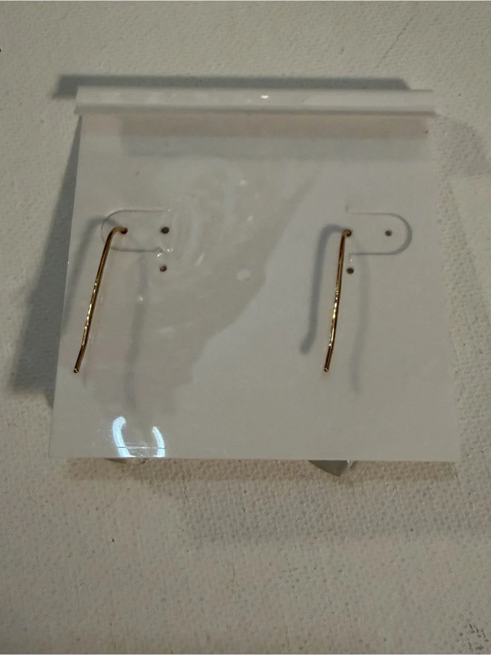 Vtg 90s Clear Crystal Faceted Drop Earrings Long Gold Wire Hook Deadstock